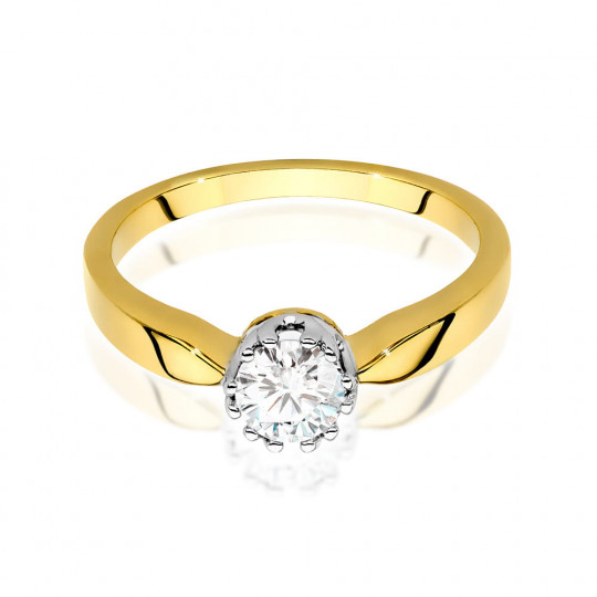 Złoty Zaręczynowy 14K Pierścionek Diament Grawer