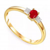 Złoty Zaręczynowy 14K Pierścionek Rubin Diamenty