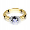 Złoty 585 Pierścionek Zaręczynowy Tanzanit Diament
