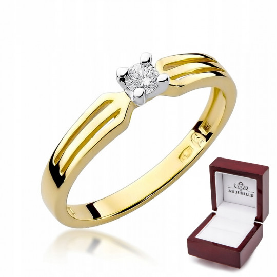 Złoty Pierścionek Zaręczynowy 585 Brylant Grawer
