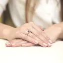Pierścionek 585 Zaręczynowy Szafir Diamenty Grawer