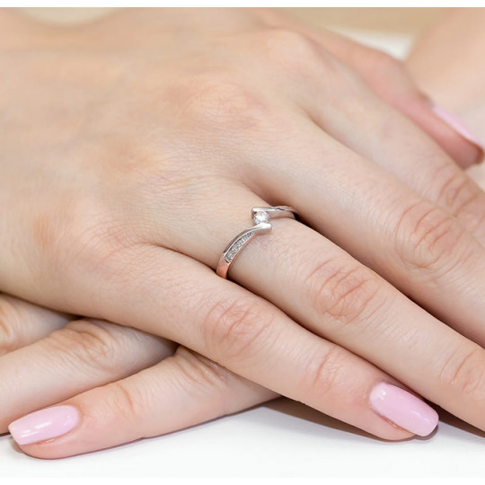 Złoty 585 Pierścionek Brylanty 0,16ct Różowe Złoto