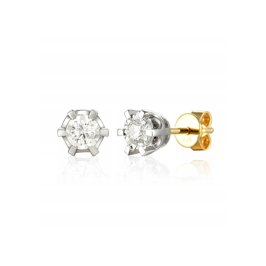 KOLCZYKI 585 BRYLANTY 0.36ct ŻÓŁTO BIAŁE ZŁOTO